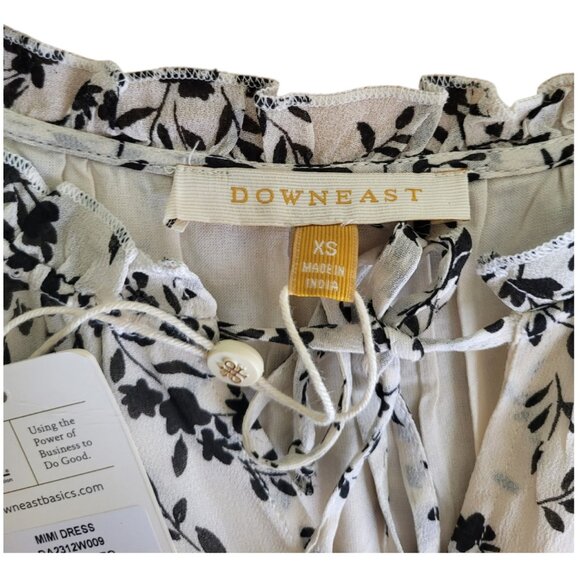 DownEast Mimi Dress XS White Black Floral Prairie Midi Boho Tiered Rayon NWT - Picture 11 of 15
